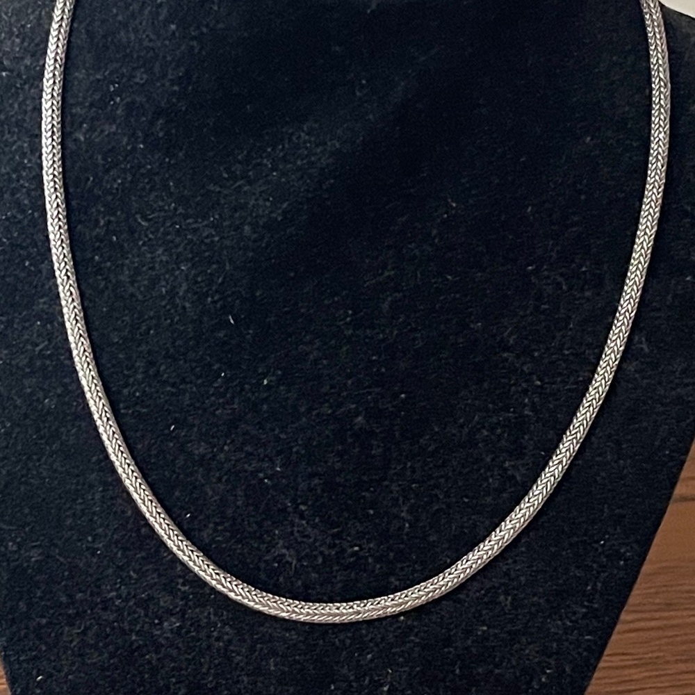 925 Solid Sterling Silver Snake Chain Necklace. 17 1/4” L  SLEEK MODERN - Picture 2 of 5